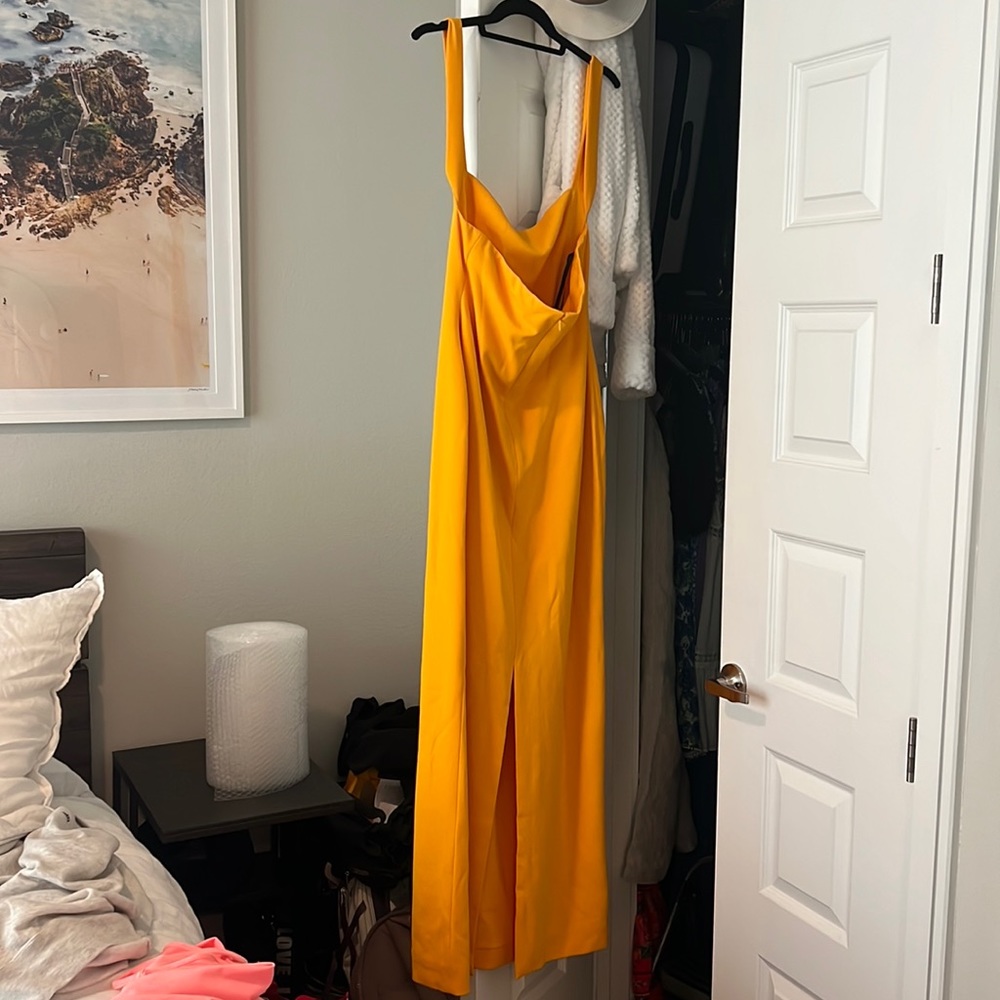 Solace London Joni Maxi Dress, color: mustard yellow, size US10/UK14